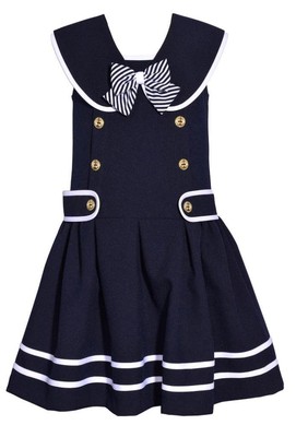 NEW Bonnie Jean Girls Size 2T ''NAVY BLUE & WHITE STRIPE'' Nautical Bow Dress NWT