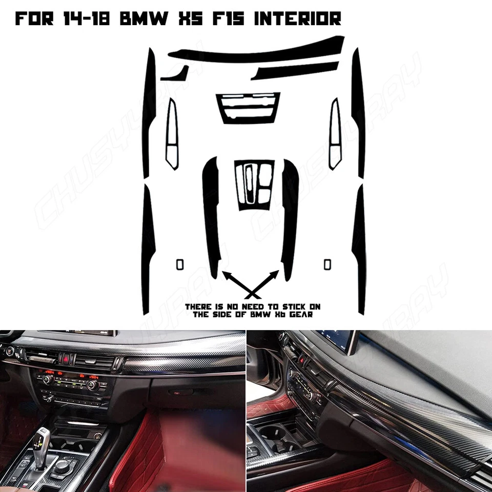 5D Carbon Fiber Pattern Interior DIY Vinyl Trim Decals For BMW X5 F15 2014-2017 - Изображение 2 из 4