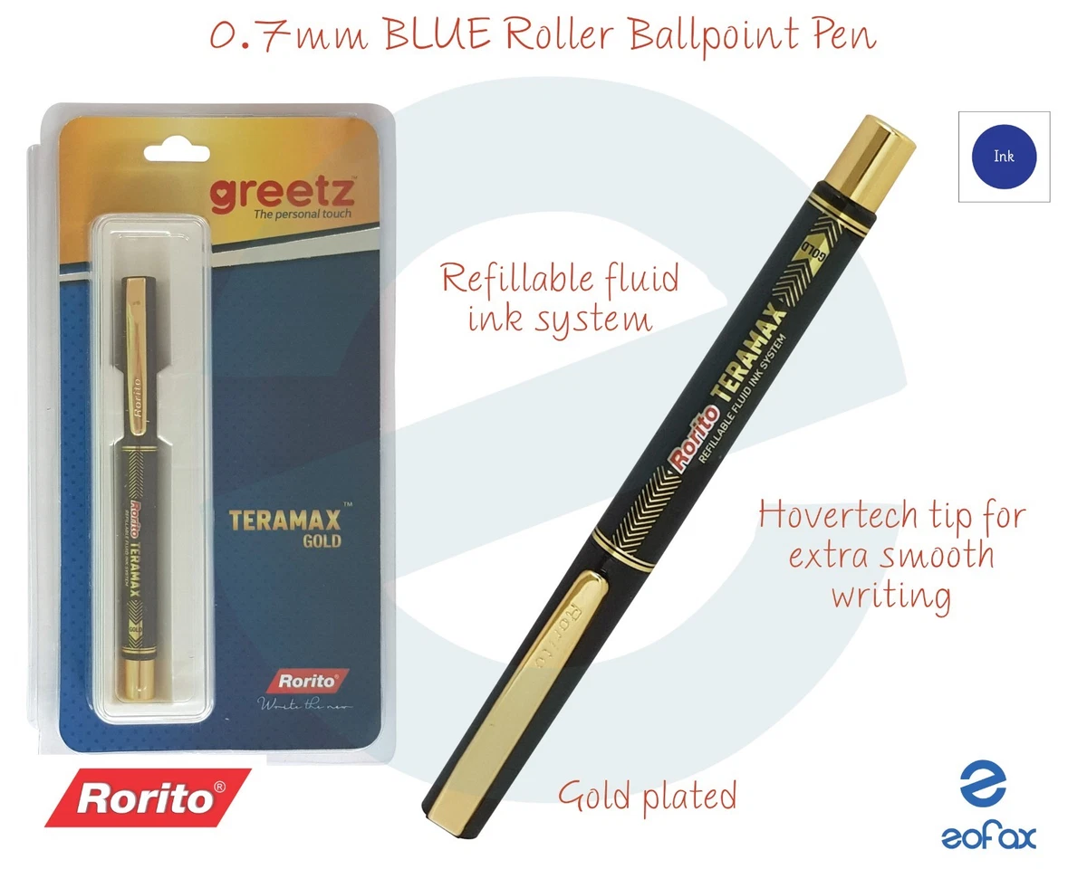0.7mm Smooth Tip RORITO Greetz Teramax BLUE Roller Ballpoint Pen Waterproof Ink