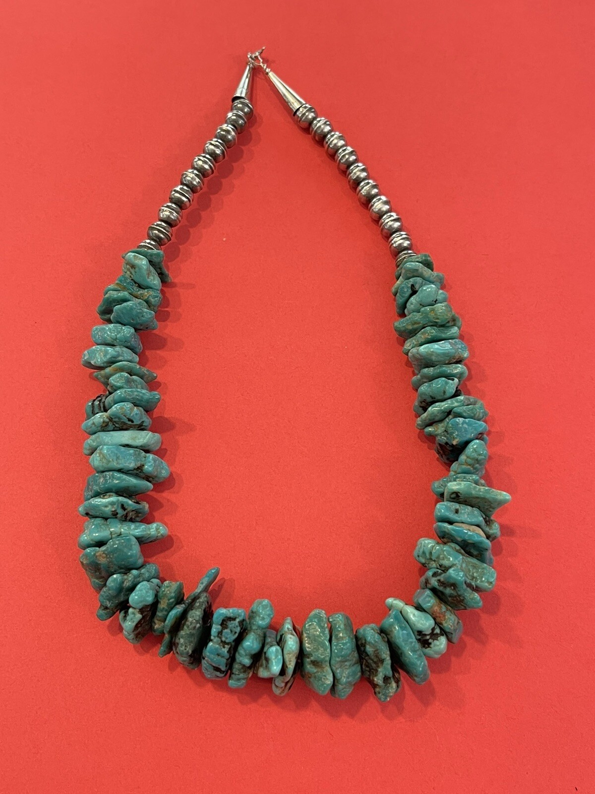 3mm Sterling Silver and Turquoise Navajo style bead choker main image 1