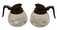 Tim Horton's Official Restaurant Glass Coffee Pots Decanter Set of 2 Used
