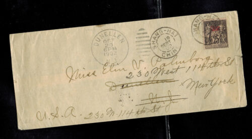1902 Shanghai French Post Office in China Cover to USA via Japan - 第 1/2 張圖片