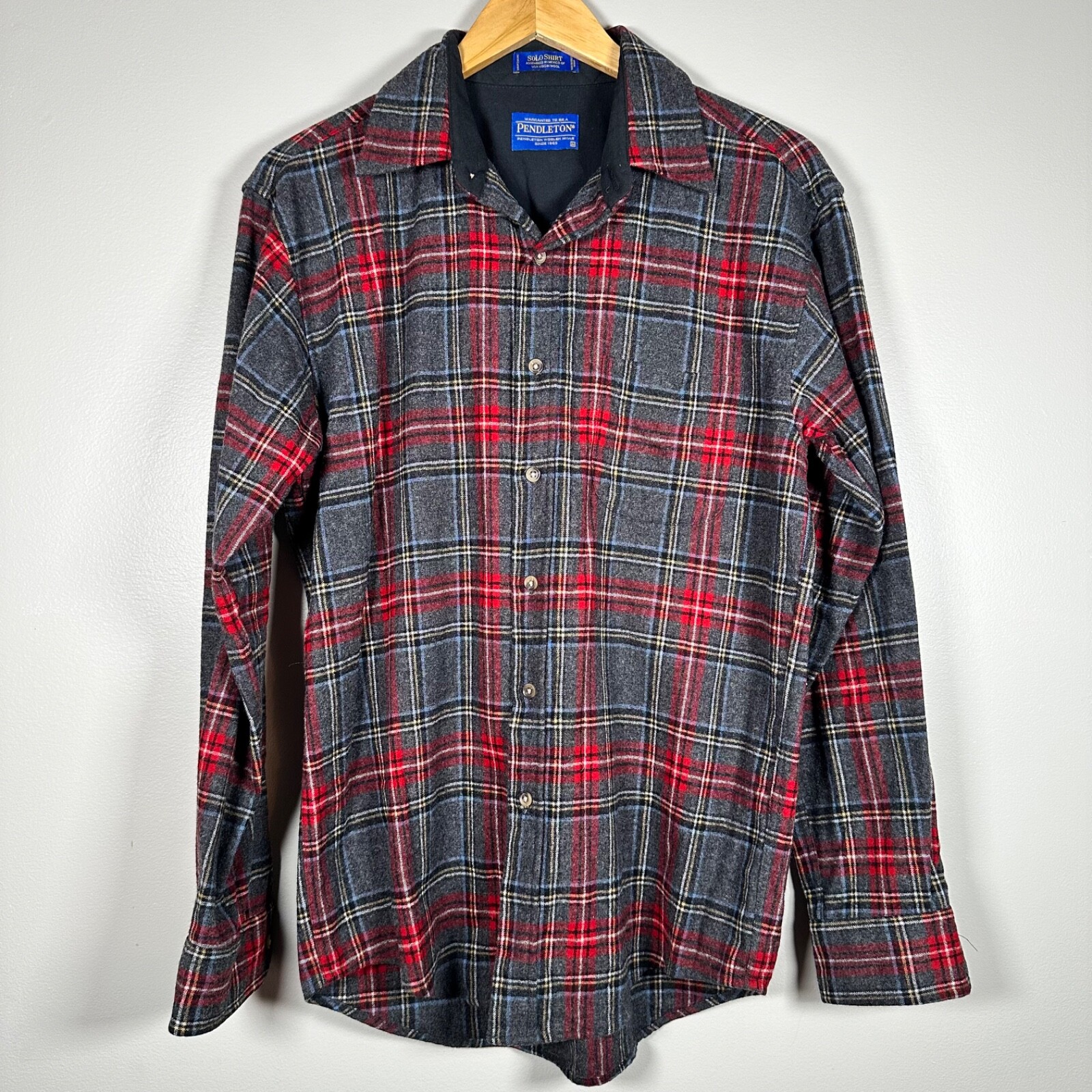 Pendleton Virgin Washable Wool Grey/Red Solo Plai… - image 1