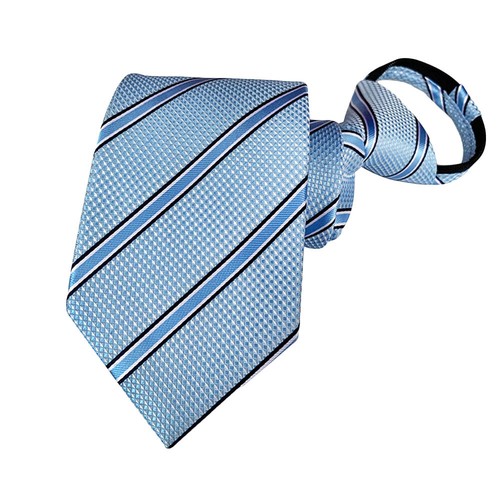Men Stripe Paisley 8CM Wide Zipper Neckties Pre-tied Wedding Party Business Ties - Picture 10 of 18