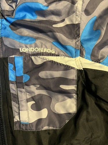 London Fog Boys Jacket Teal Gray Black Camo Windbreaker Size 5/6 - Picture 2 of 9