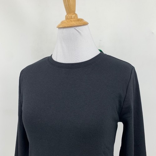 Gap T Shirt Womens S Small Black Cotton Blend Modern Cropped Long Sleeve Crew - Picture 4 of 13
