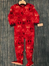 Carters Boys 4 Red/blue Gaming Pattern Fleece Footed Christmas Pajamas. NWT