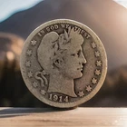 1914 P BARBER QUARTER DOLLAR - US COLLECTIBLE COIN 90% SILVER