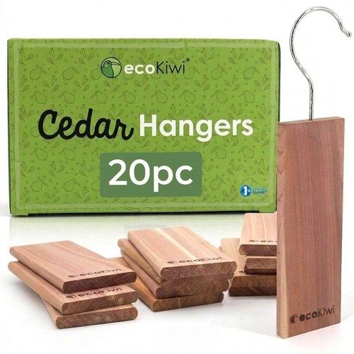 ecoKiwi Moth Repellent for Wardrobes & Clothes - 20 Pack Cedar Wood Hanging