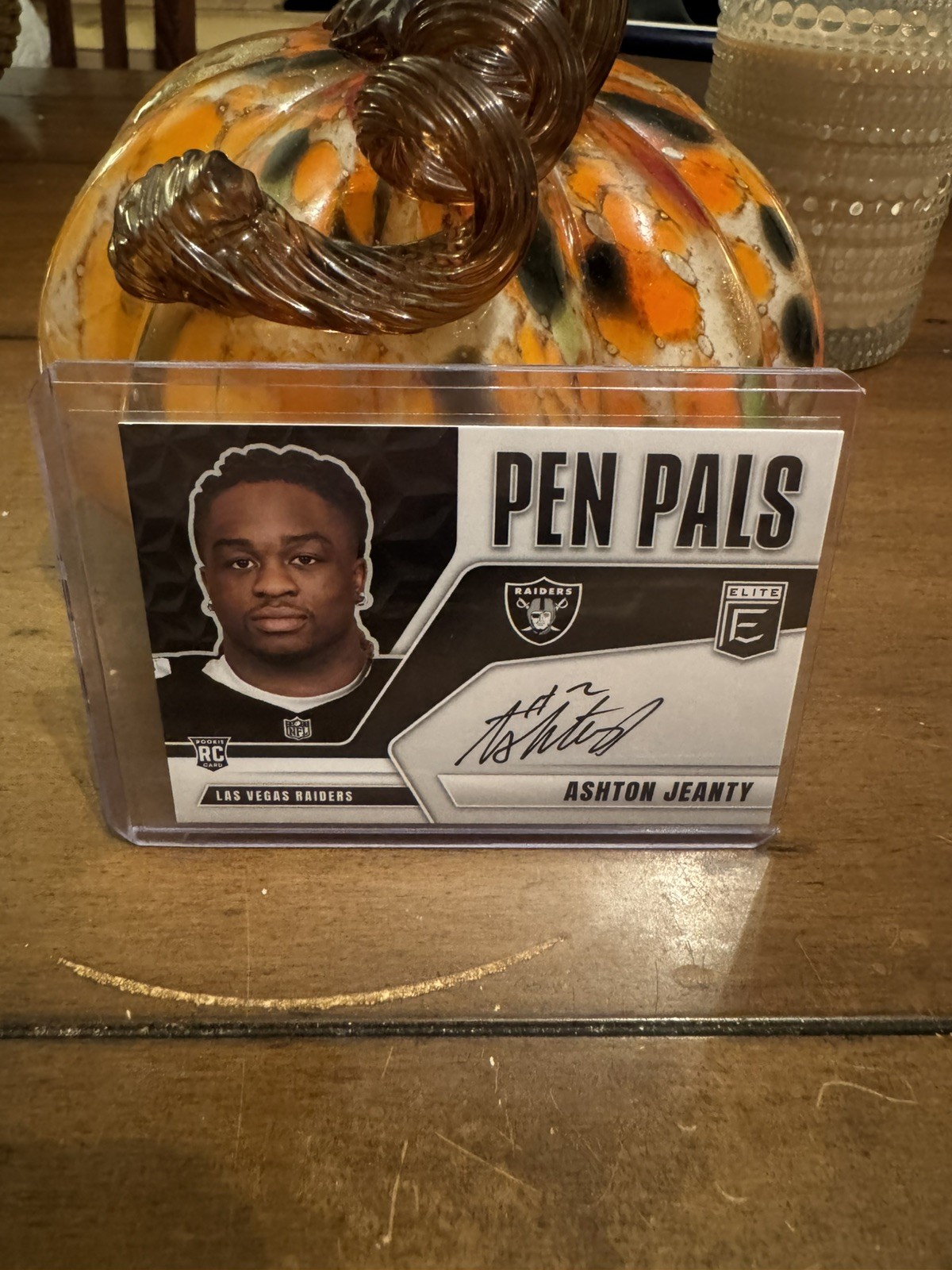 2025 Donruss Elite Ashton Jeanty Pen Pals Raiders Rookie On Card Auto PP-AJE BLK