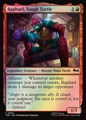 MTG Magic TMT TMNT - 1x FOIL EN NM 0104 C Raphael, Tough Turtle