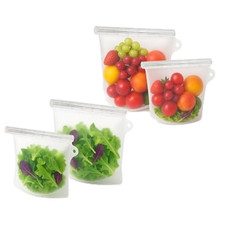 Reusable Silicone Food Storage Bags Set of 4 Leakproof Containers for Fruits