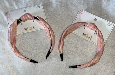Scunci Set of 2 Fashion Headbands Pink/ Yellow Gingham Plaid  display picture 2