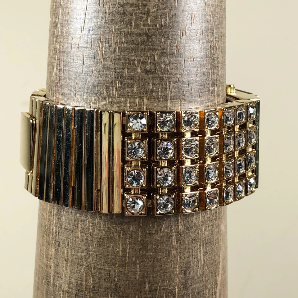 Vivani Women KF1012 Dress Pave Gold Tone Quartz Analog 25mm Watch 6 1/4" - Image 4 of 4