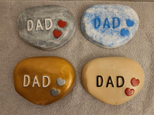 Concrete Memorial Garden Stone Dad with a 2 Hearts