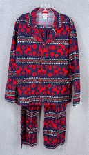 Hanna Andersson Adult Sz Medium Blue Deer Christmas Flannel Pajama Set Xmas
