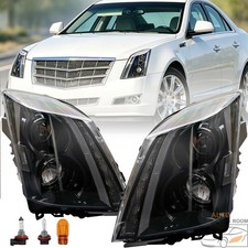 Headlight For 2008-2014 Cadillac Cts Black Housing Halogen Wbulbs Left Right Headlight For 2008-2014 Cadillac Cts Black Housing Halogen Wbulbs Left Right
