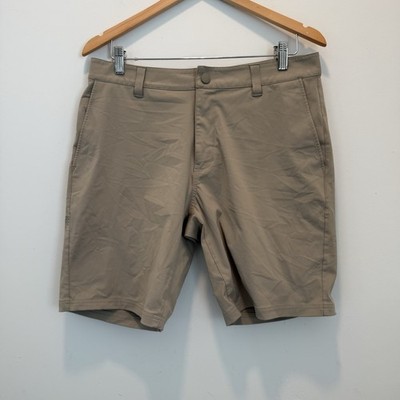 Rhone Mens Khaki Lean Forward To The Next Crazy Advanture Commuter Shorts Sz 32