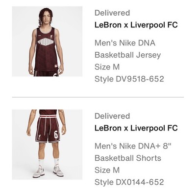 LeBron James x Liverpool FC Collaboration Jersey & Shorts Nike Basketball Medium