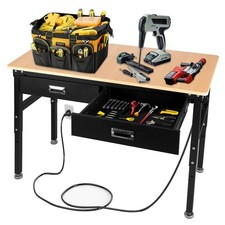 Adjustable Workbench with Drawer,2000 Lbs Capacity Hardwood Workbench,Work Table