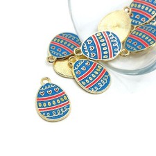 Blue and Pink Easter Egg Charms, 22x14mm - US Seller