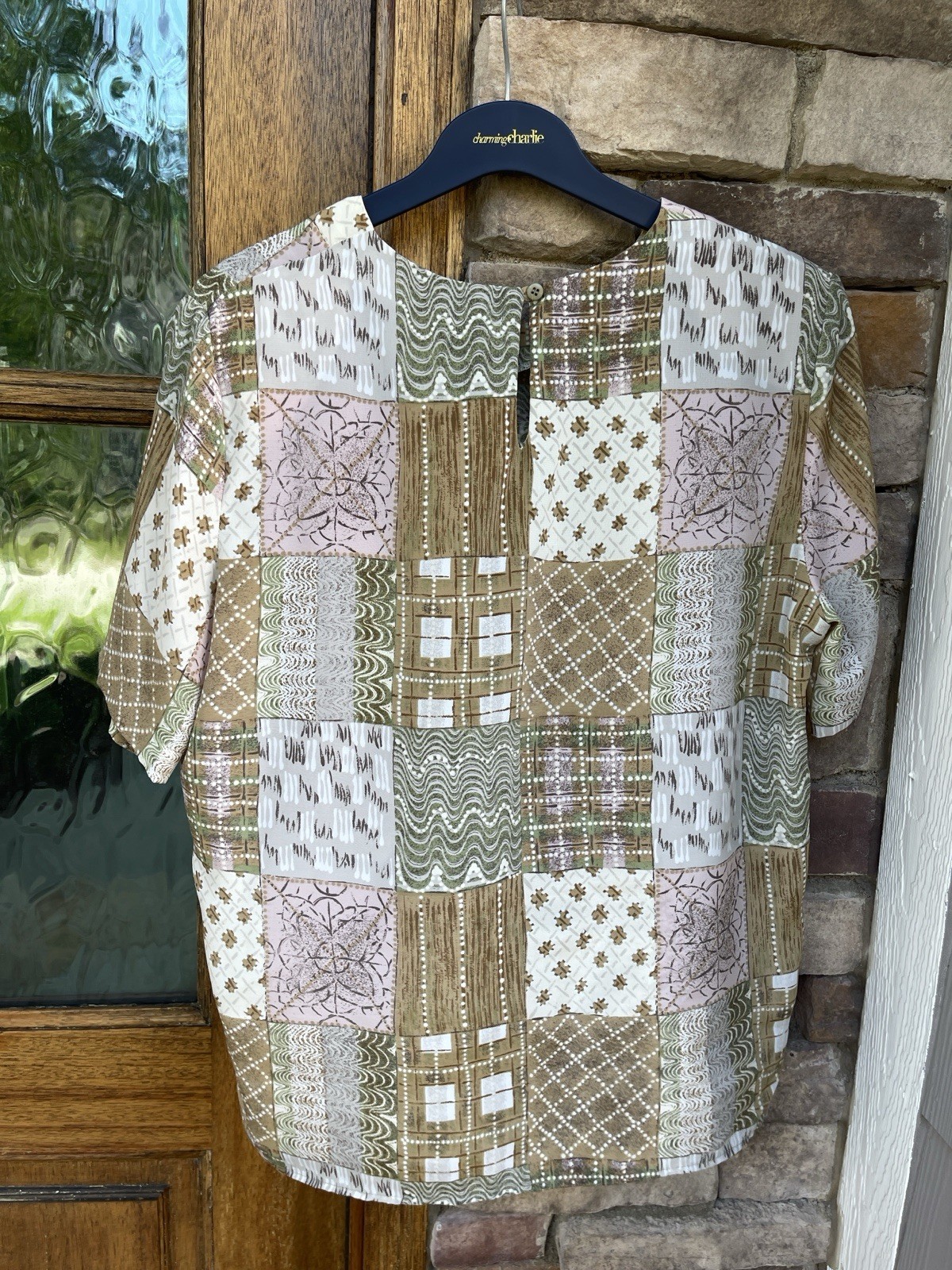 Notations Cream Multicolor Patchwork Plaid Print … - image 2