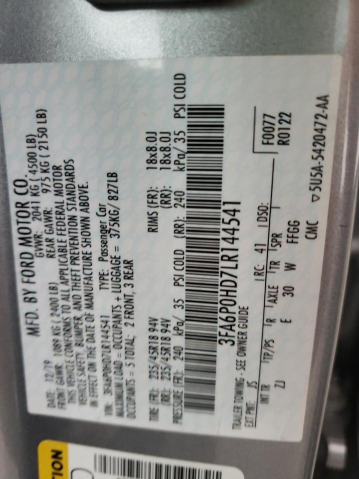 2020 Ford Fusion Electronic Control Module, 1.5L AT 67k Miles ID KS7A ...