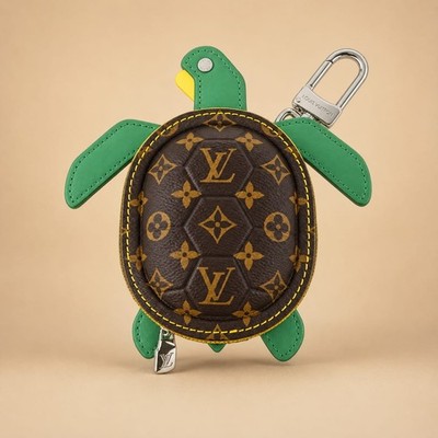 Louis Vuitton LV Monogram Green Turtle Mini Pouch Keychain Bag Charm Women
