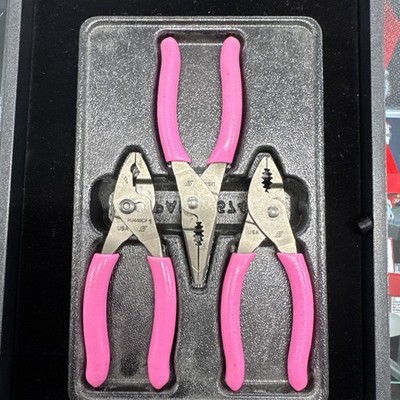 Snap-on Electric Pink 3pc Talon Grip Mini Slip-Joint Pliers Set