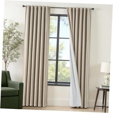 100 Blackout Curtains for Bedroom Decor Beige 52"W x 84"L Pack of 2 Natural
