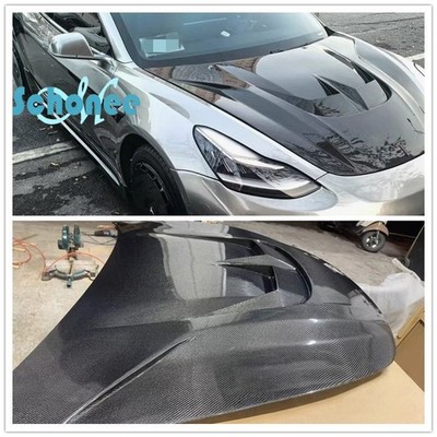 Carbon Fiber Front Bonnet Hood Scoop Cover For Tesla Model 3 2017-2023 HC Style