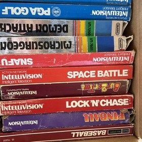 Intellivision Game Lot Auction, Games In Box Some Loose With Overlays