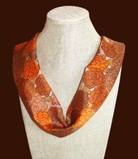 Glentex oblong floral scarf; beige, bronze, rust, brown; acetate; 44 x15