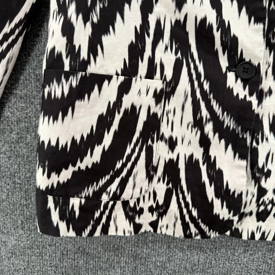 Metrostyle Blazer Jacket Womens 12 Tall Linen Black White Button Up Academia - Image 3 of 4
