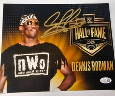 Dennis Rodman Signed METALLIC Photo 8x10  NWO Bulls Worm Autograph HOF JSA HOGAN