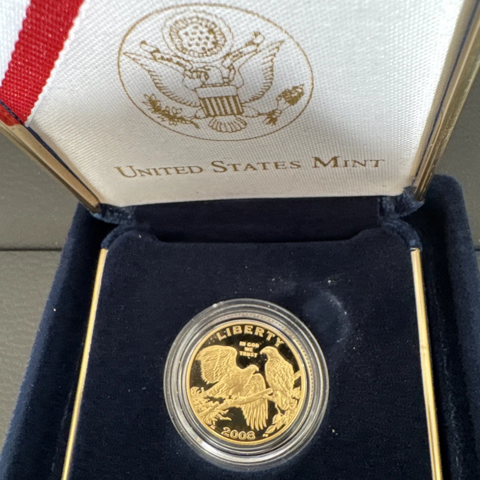 $5 Gold Coin Proof 2008-W Bald Eagle Commemorative w/ Box & NO COA 90% Gold - Image 3 of 4