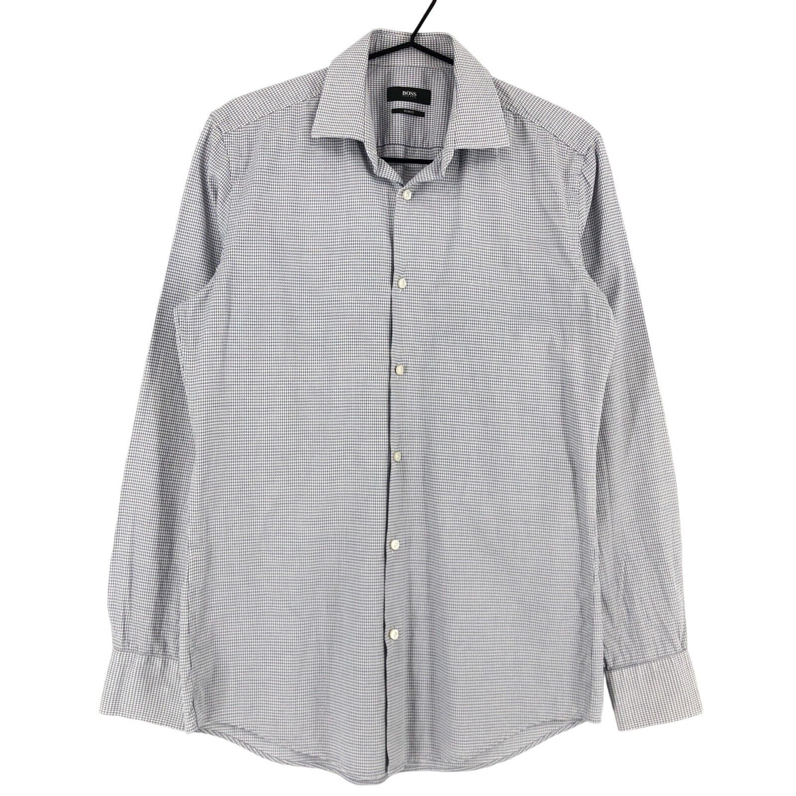 HUGO BOSS Shirt Casual Formal Slim Fit Check Men Size S (38 - 15)