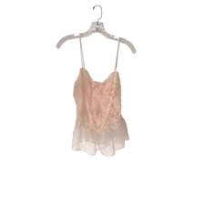 Nan Flower VTG Lingerie Teddy Lace Pink Intimates Pinup Floral Coquette Large