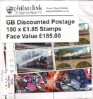 GB (FV £185.00) 100 x £1.85 Discounted Postage Stamps all 100% Valid