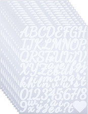 12 Sheets 1 1/2 Inch Vinyl Letter Number Stickers, White
