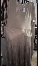 Forever Rose Couture Taupe Tiered Maxi Dress Scoop Neck Short Sleeve 3X