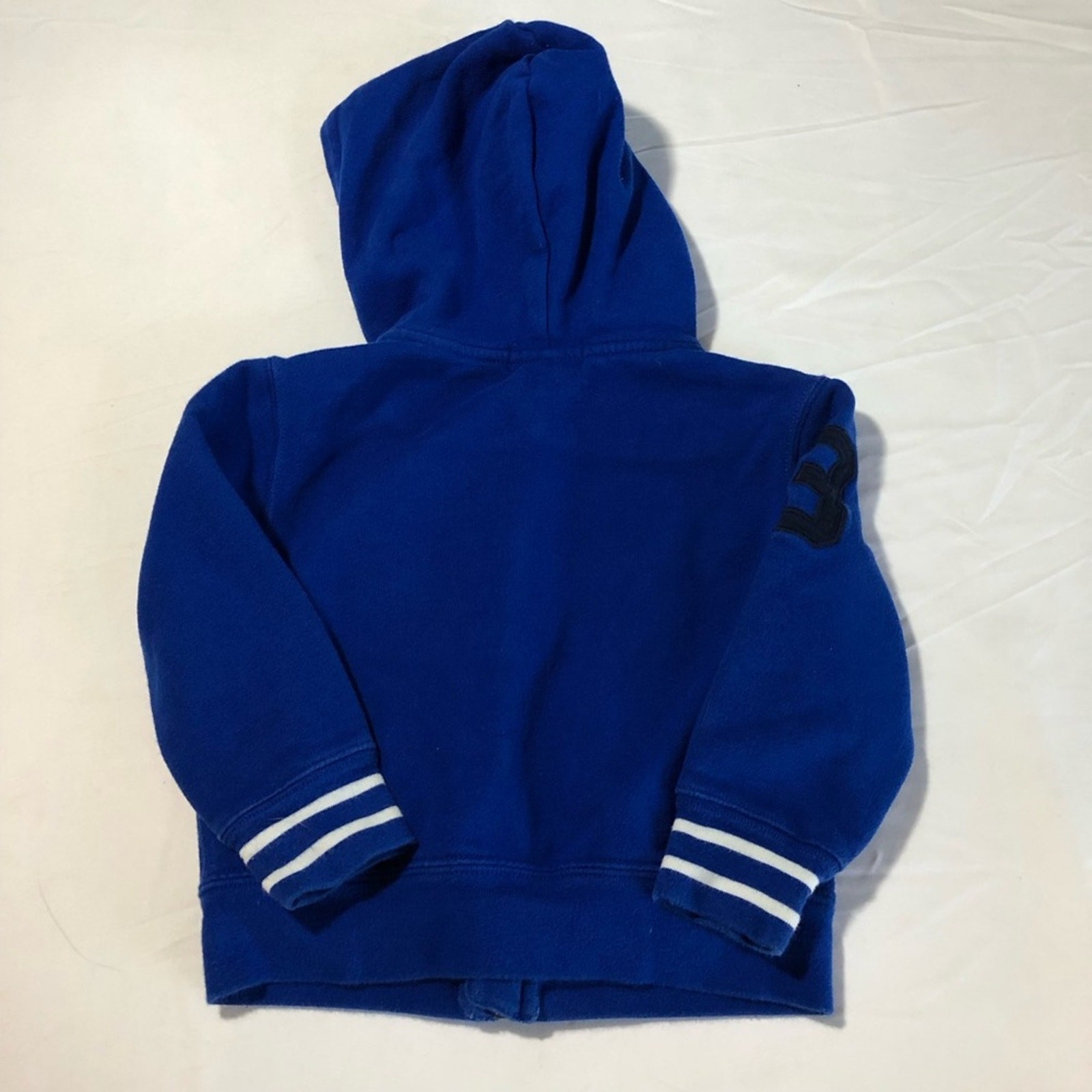 Polo Ralph Lauren bambino 2T felpa zip felpa con cappuccio grande pony 3 maniche a righe