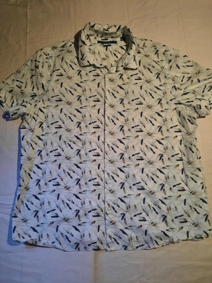 Perry Ellis Men's Floral Print Button Shirt 2XL In Bright White - Image 2 of 4