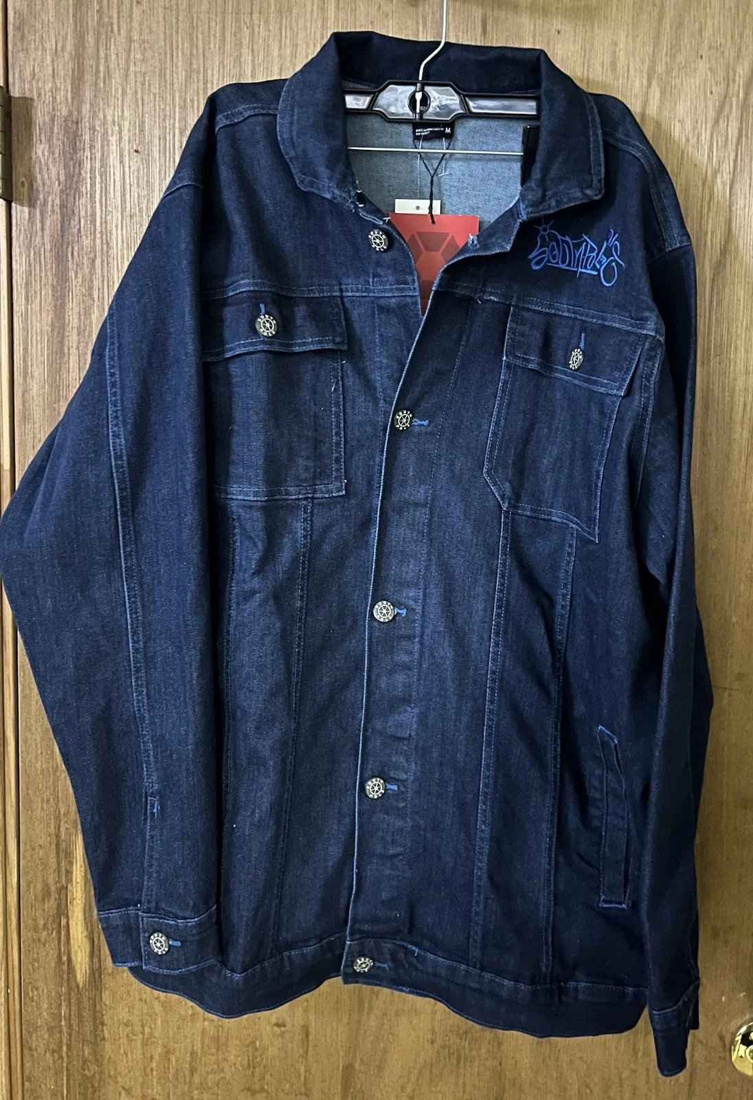 Southpole Authentic Denim Jacket . Embroidered Logo. Dark Blue. Size Medium