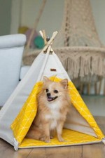 Portable Pet Teepee Tent Dog Cat Bed Cushion Pet Tents House Kitten Kennel Tent