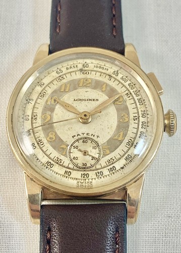 EXTREMELY EARLY 1939 LONGINES CHRONOGRAPH 12.68Z GOLD WATCH ALL ORIGINAL  CERT! | eBay