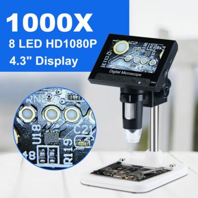 Microscopio Electrónico Digital USB de 1000x2,0 MP DM4 4,3 ''Pantalla LCD soporte