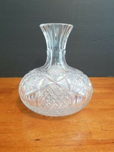 ANTIQUE LIBBEY AMERICAN BRILLIANT CUT GLASS CARAFE DECANTER BOTTLE 7 1/8" SIGNED - Picture 2 of 11