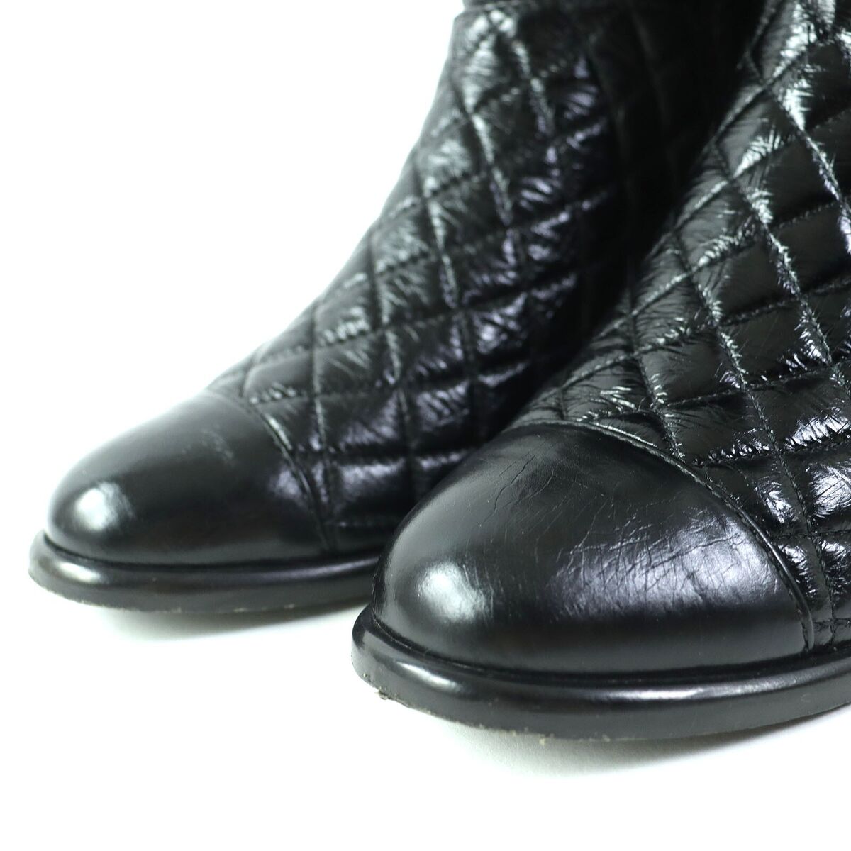 CHANEL G34096 Leather MATELASSE Short Boots 36 Black CHANEL G34096 Leather MATELASSE Short Boots 36 Black