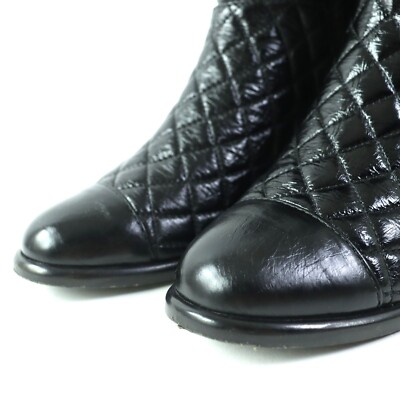CHANEL G34096 Leather MATELASSE Short Boots 36 Black Women | eBay